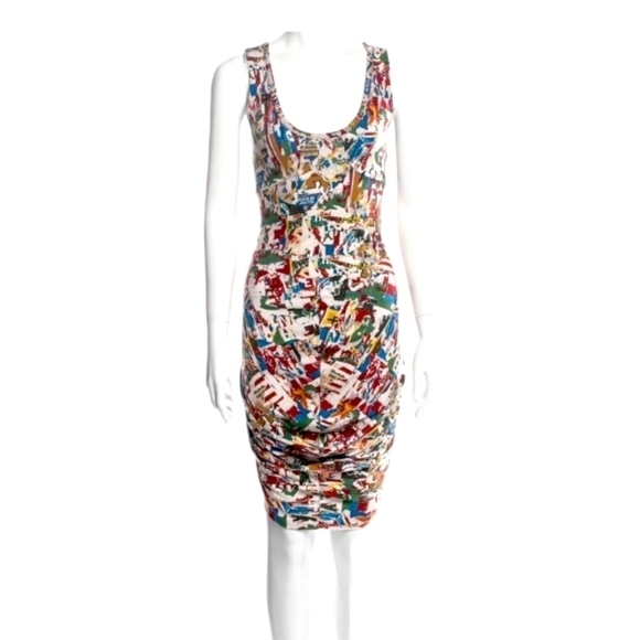 Alexander McQueen Abstract Multicolor Bodycon Dress - Picture 1 of 7